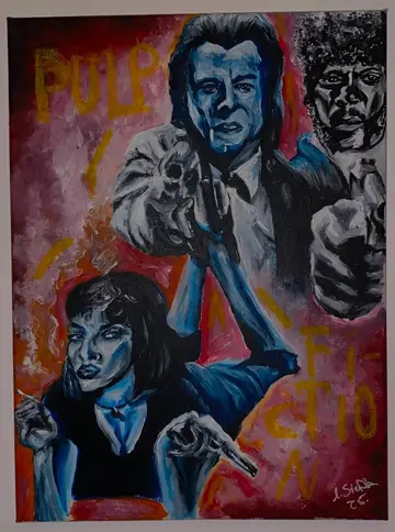 Gemälde nach einem Filmmotiv aus Pulp Fiction.